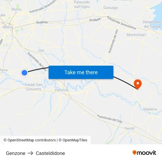 Genzone to Casteldidone map