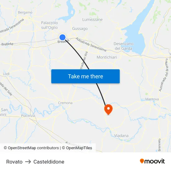 Rovato to Casteldidone map