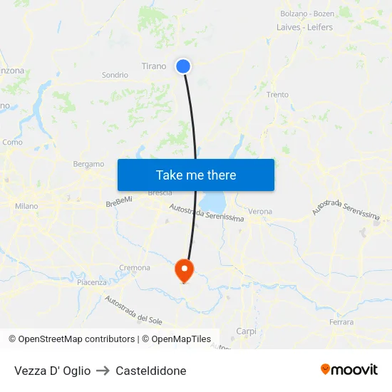 Vezza D' Oglio to Casteldidone map