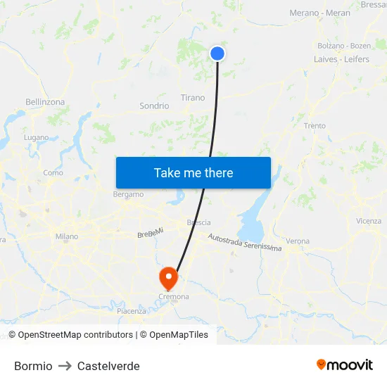 Bormio to Castelverde map