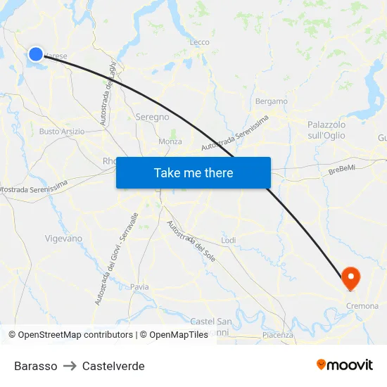 Barasso to Castelverde map