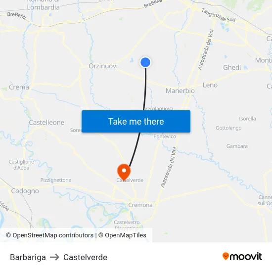 Barbariga to Castelverde map