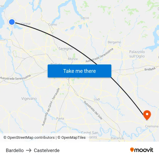 Bardello to Castelverde map
