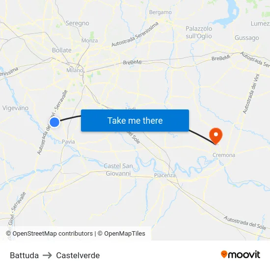 Battuda to Castelverde map