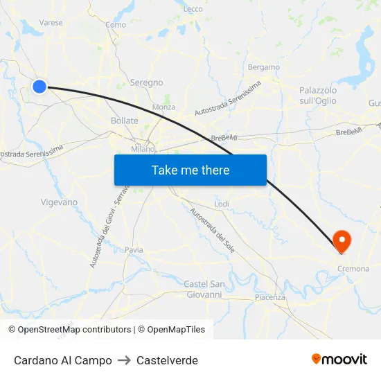 Cardano Al Campo to Castelverde map
