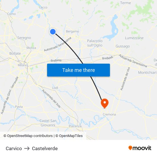 Carvico to Castelverde map