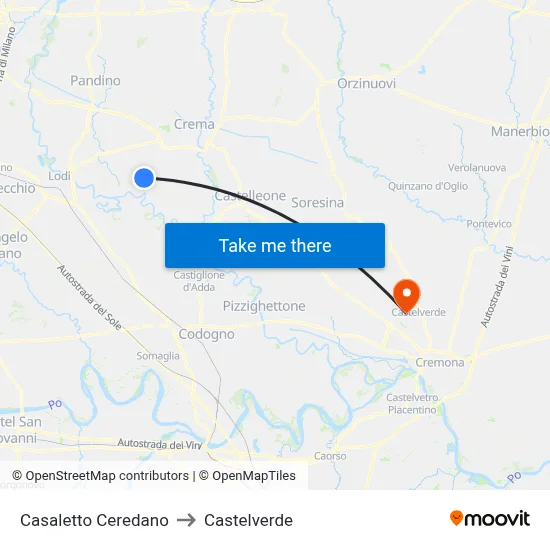 Casaletto Ceredano to Castelverde map