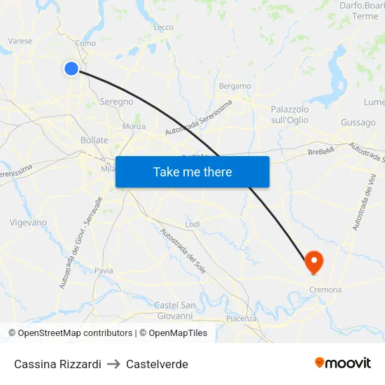 Cassina Rizzardi to Castelverde map