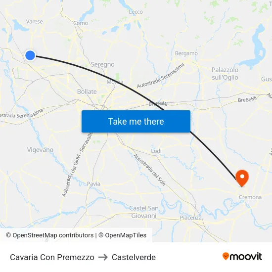 Cavaria con Premezzo to Castelverde map