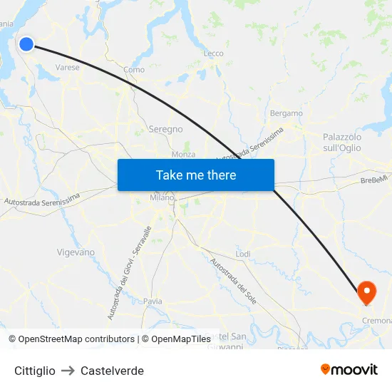 Cittiglio to Castelverde map