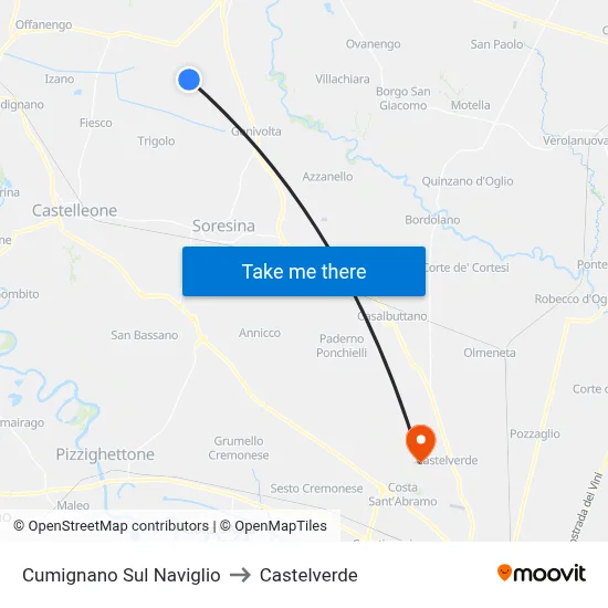 Cumignano Sul Naviglio to Castelverde map