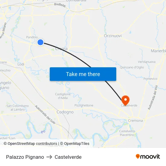 Palazzo Pignano to Castelverde map