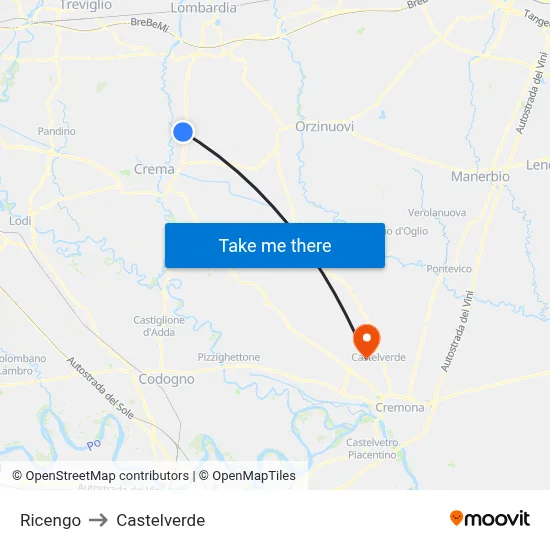 Ricengo to Castelverde map