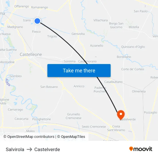Salvirola to Castelverde map