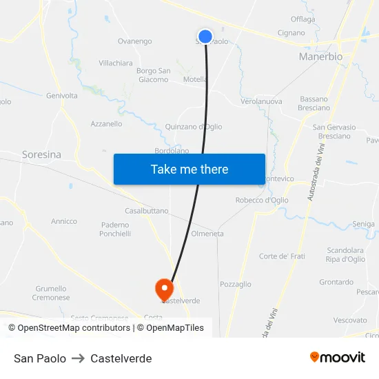 San Paolo to Castelverde map