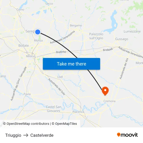 Triuggio to Castelverde map