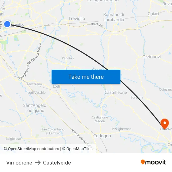 Vimodrone to Castelverde map