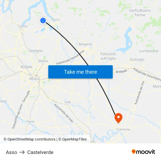 Asso to Castelverde map