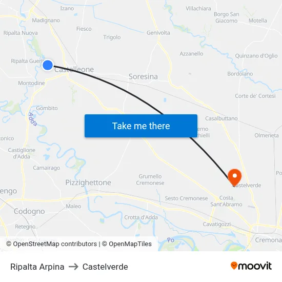 Ripalta Arpina to Castelverde map