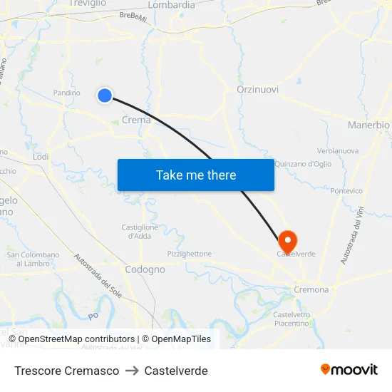 Trescore Cremasco to Castelverde map