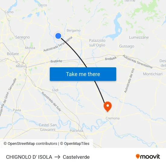 CHIGNOLO D' ISOLA to Castelverde map
