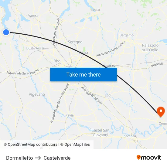Dormelletto to Castelverde map