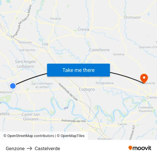 Genzone to Castelverde map