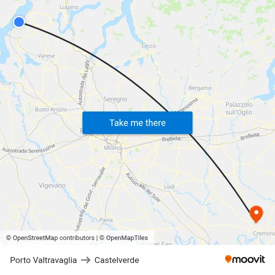 Porto Valtravaglia to Castelverde map