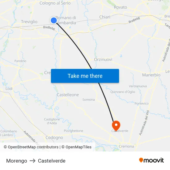 Morengo to Castelverde map