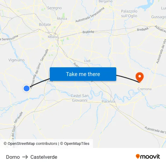 Dorno to Castelverde map