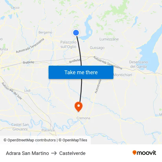 Adrara San Martino to Castelverde map