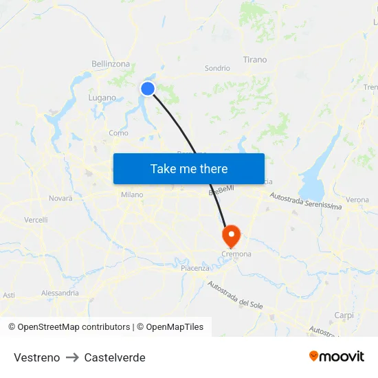 Vestreno to Castelverde map
