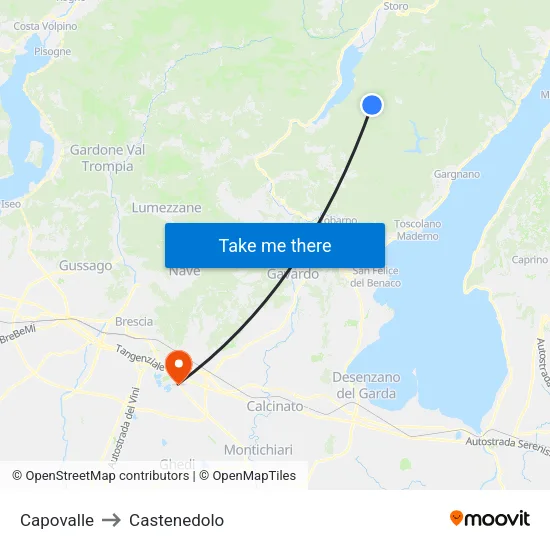 Capovalle to Castenedolo map