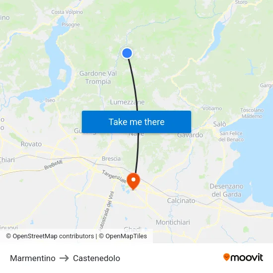 Marmentino to Castenedolo map