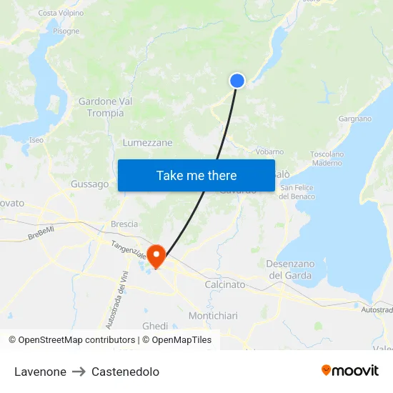 Lavenone to Castenedolo map