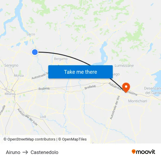 Airuno to Castenedolo map
