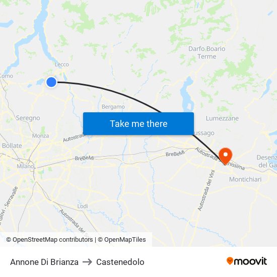 Annone Di Brianza to Castenedolo map