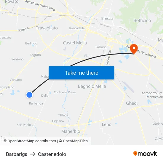 Barbariga to Castenedolo map