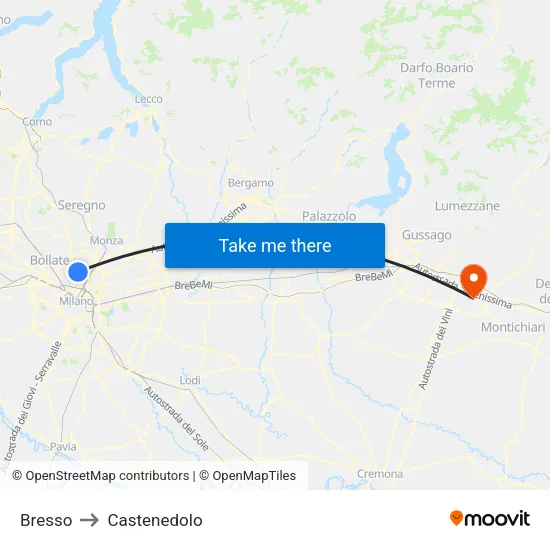 Bresso to Castenedolo map