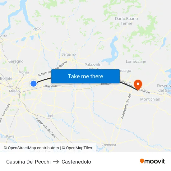 Cassina De' Pecchi to Castenedolo map