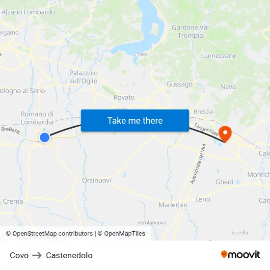 Covo to Castenedolo map