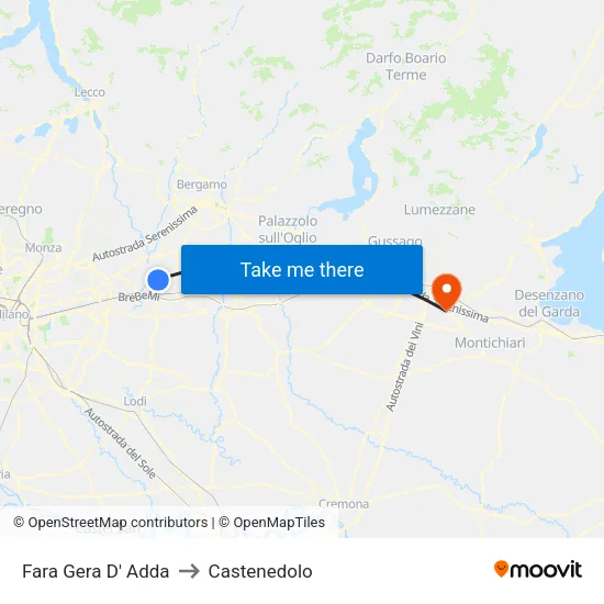 Fara Gera D' Adda to Castenedolo map