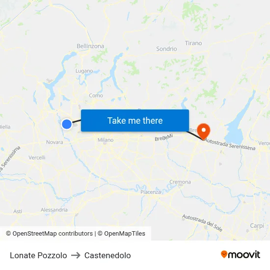 Lonate Pozzolo to Castenedolo map