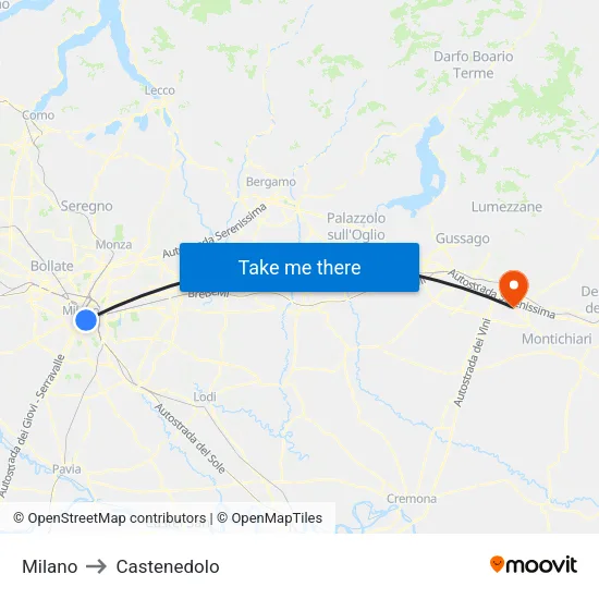Milan to Castenedolo map