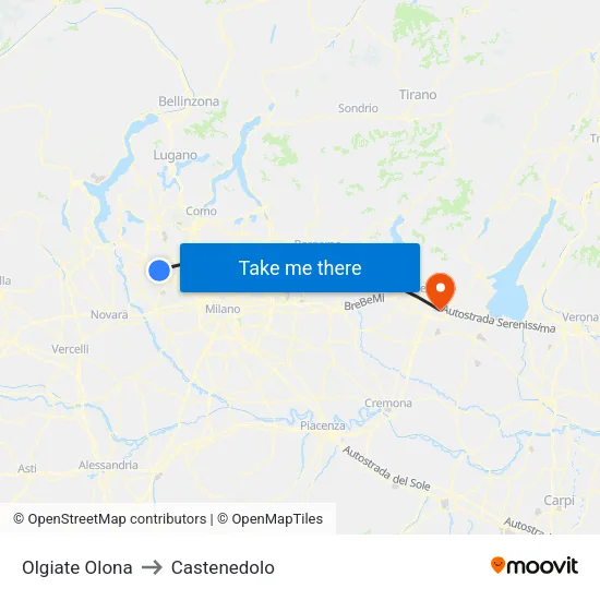 Olgiate Olona to Castenedolo map