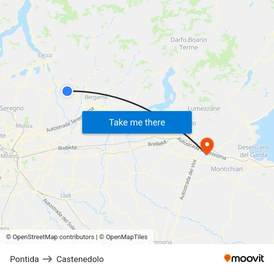 Pontida to Castenedolo map