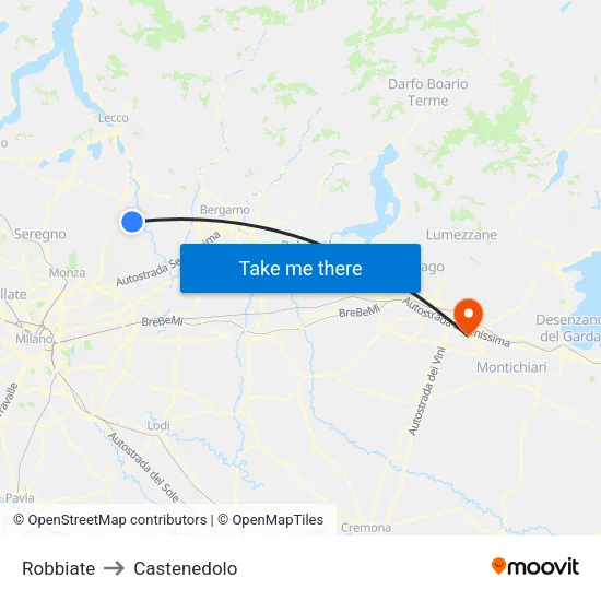 Robbiate to Castenedolo map