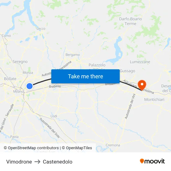 Vimodrone to Castenedolo map