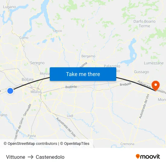 Vittuone to Castenedolo map