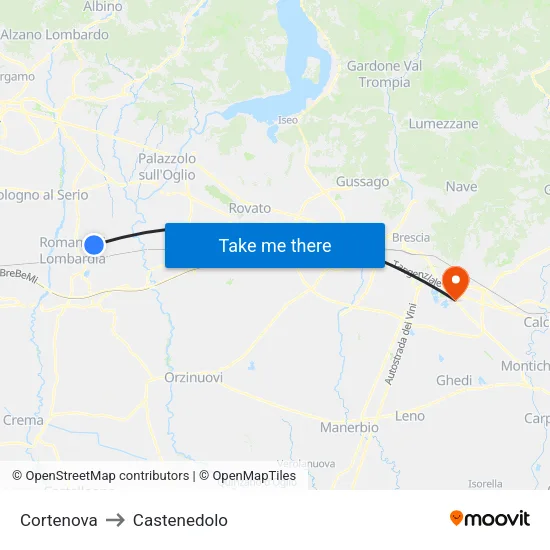 Cortenova to Castenedolo map